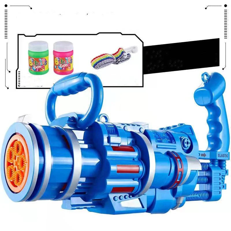 Gatling Bubble Gun Machine for kids with automatic electric bubble blowing and music light functions