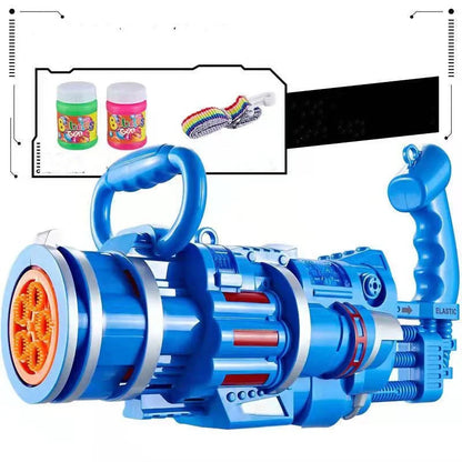 Gatling Bubble Gun Machine for kids with automatic electric bubble blowing and music light functions