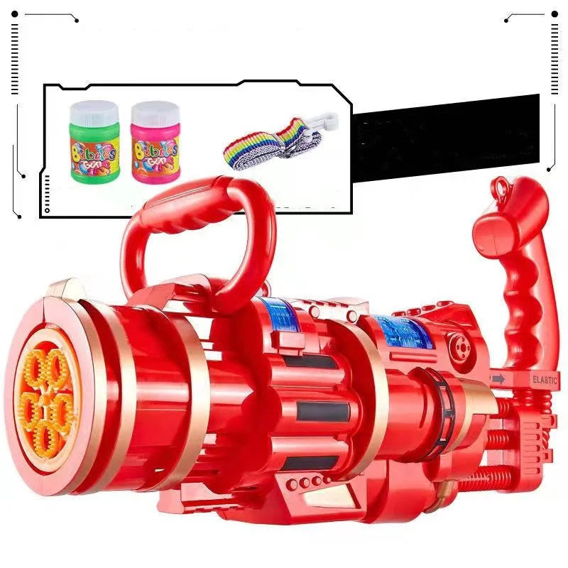 Gatling Bubble Gun Machine for kids with automatic electric bubble blowing and music light functions