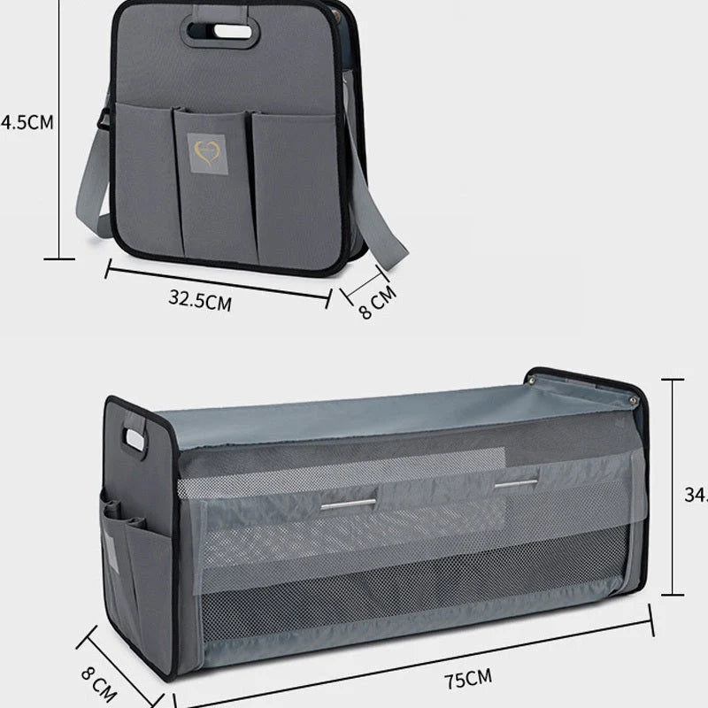 Portable baby nappy messenger bag with foldable crib, sunshade, and mosquito net