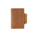 Crazy Horse Yellow Brown leather notebook A6 size open showing blank pages