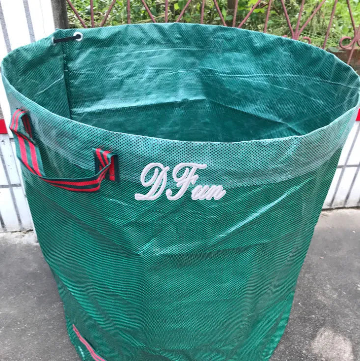 Green polypropylene garden leaf bag for collecting leaves and garden debris, shown with multiple size options.