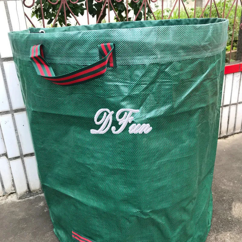 Green polypropylene garden leaf bag for collecting leaves and garden debris, shown with multiple size options.