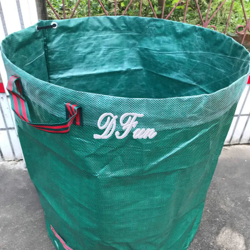 Green polypropylene garden leaf bag for collecting leaves and garden debris, shown with multiple size options.