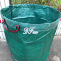 Green polypropylene garden leaf bag for collecting leaves and garden debris, shown with multiple size options.
