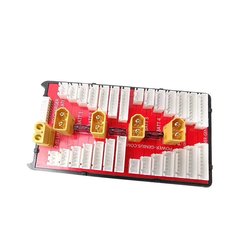 V2 parallel charging board adapter with multiple T-plug and balance port connectors for LiPo batteries