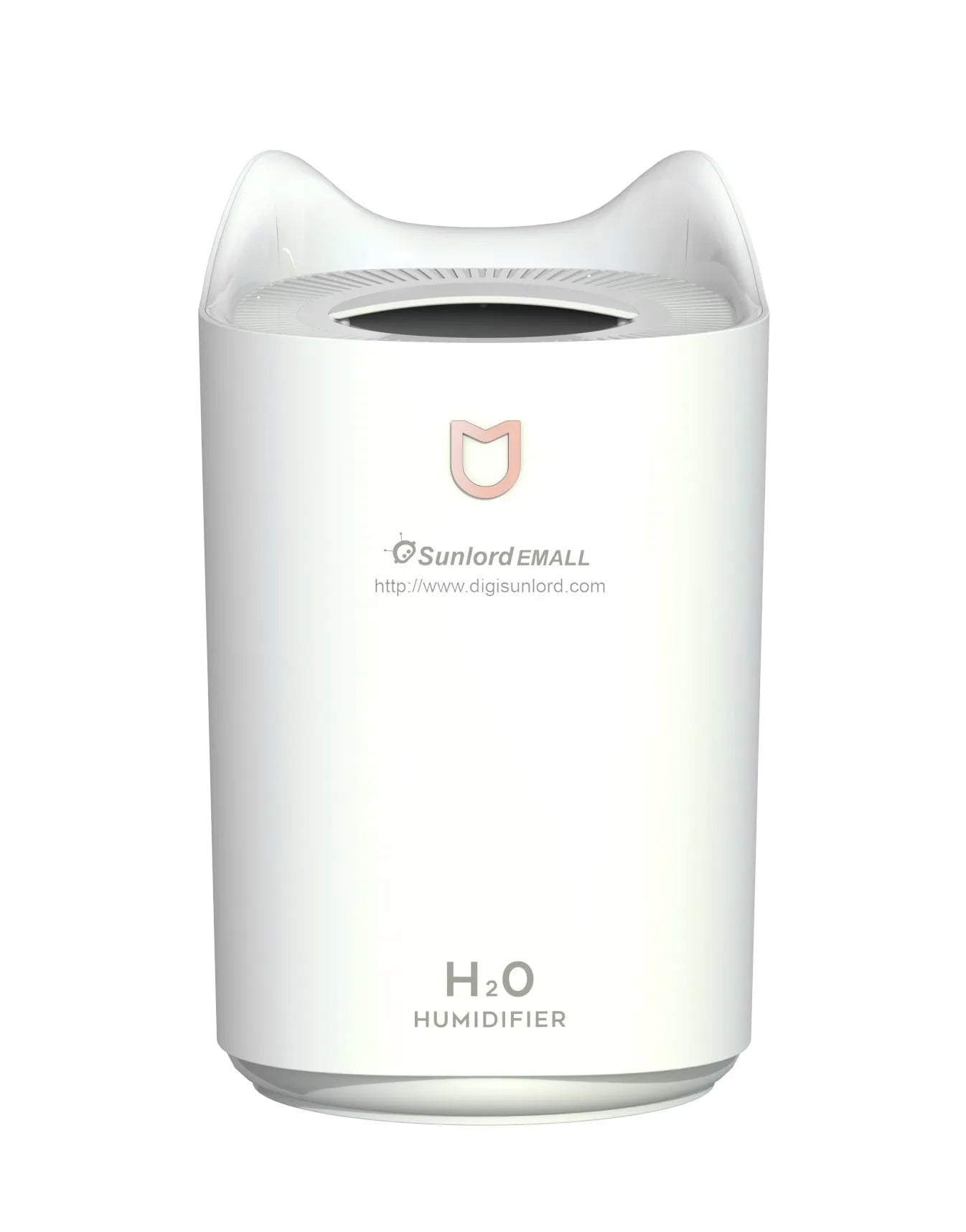 USB-powered humidifier with three mist outlets and 2.6-4.0 litre tank in Coral Pink colour