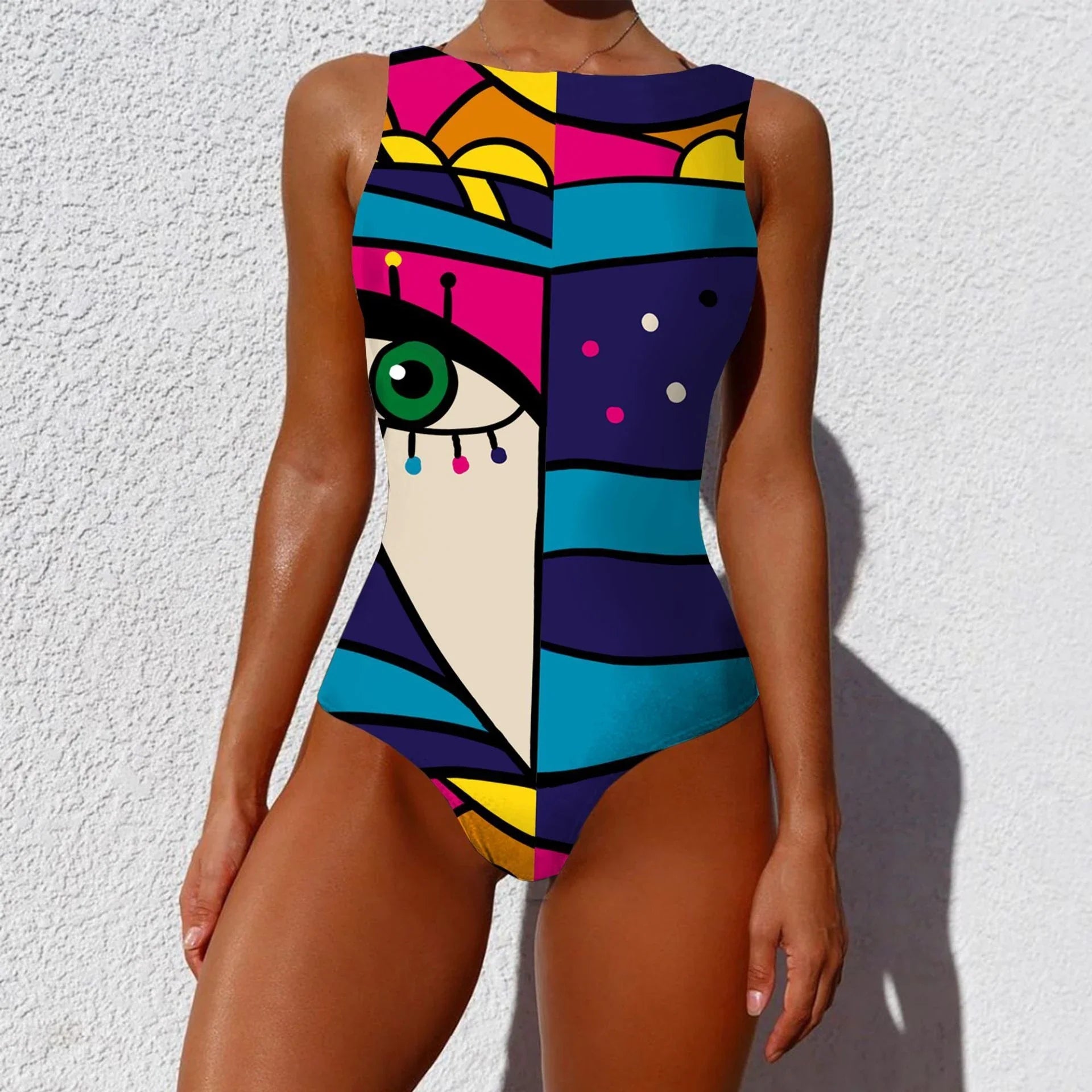 Stylish one-piece swimsuit with vibrant, abstract prints inspired by the natural beauty of Aotearoa