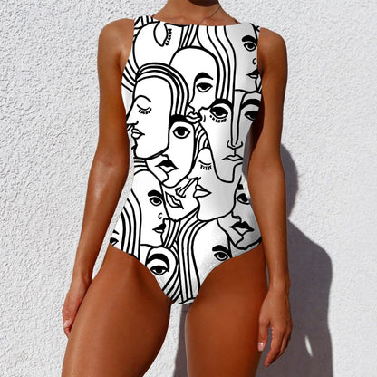 Stylish one-piece swimsuit with vibrant, abstract prints inspired by the natural beauty of Aotearoa