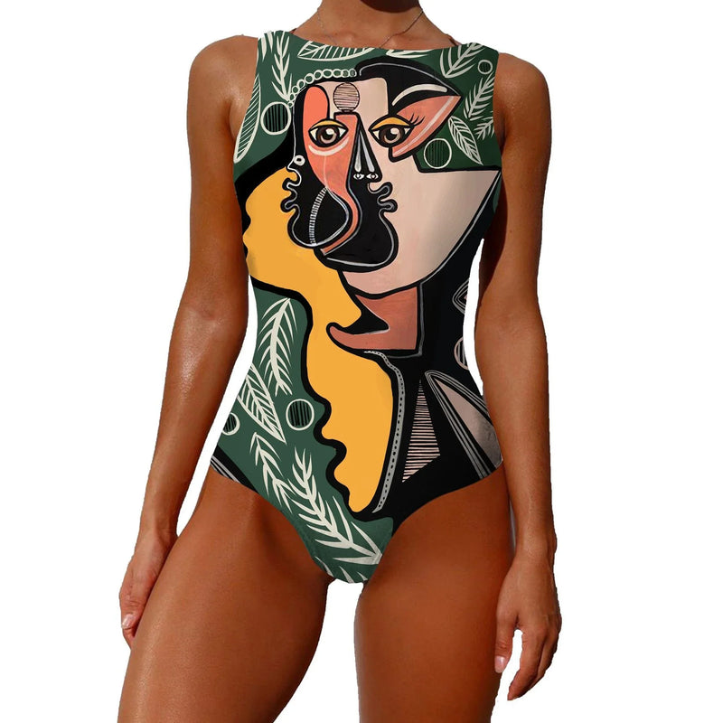 Shopfluxpro NZ Stylish One-Piece Swimsuit with Tropical Prints
