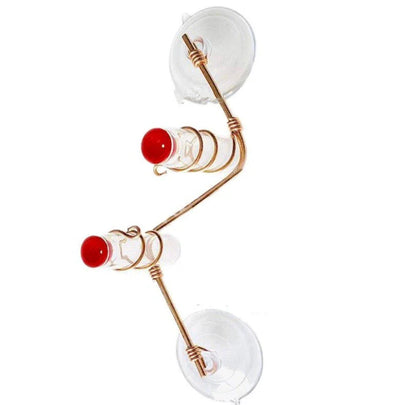 Handcrafted copper wire hummingbird feeder with transparent PET bottles for easy nectar monitoring, perfect for Kiwi gardens