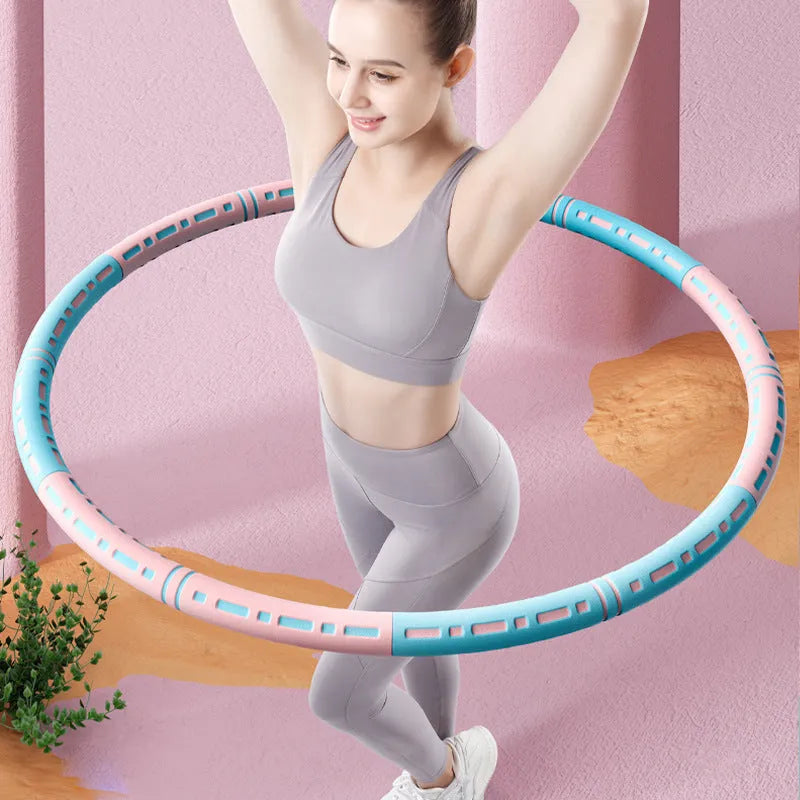 Weight loss hula hoop with high elastic foam and stainless steel tube, bump massage points, removable in 6 sections, 90 cm diameter