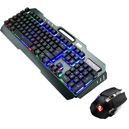 Xinmeng 670 wireless charging keyboard and mouse set in black orange luminous with 2400 DPI and waterproof features