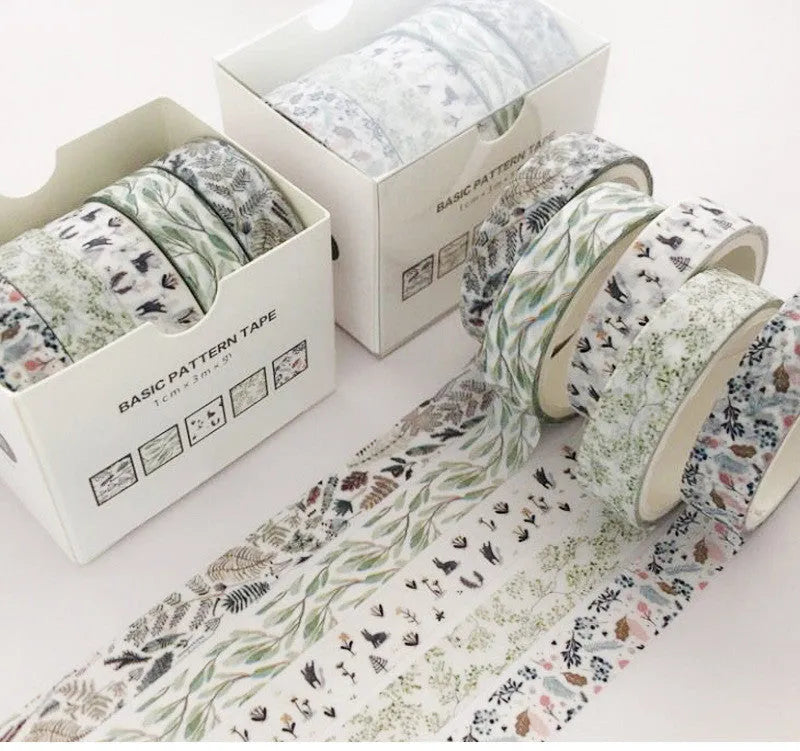 Gift box decoration set with cane paper and salt pocket stickers in multiple basic pattern colours