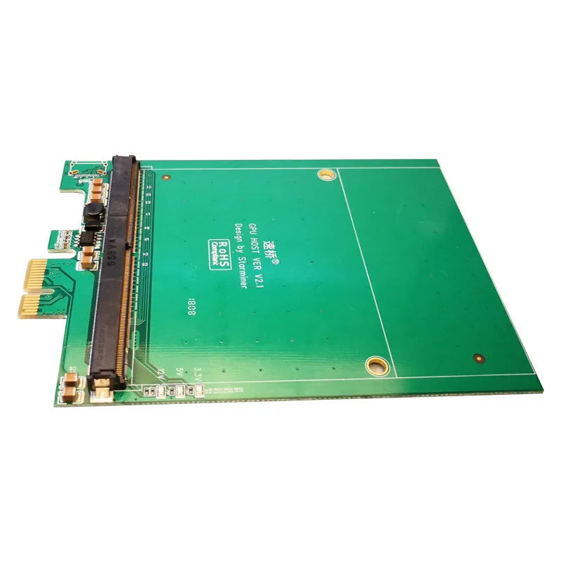 Green MXM3.0 graphics adapter riser card with PCIe interface for laptop graphics upgrade