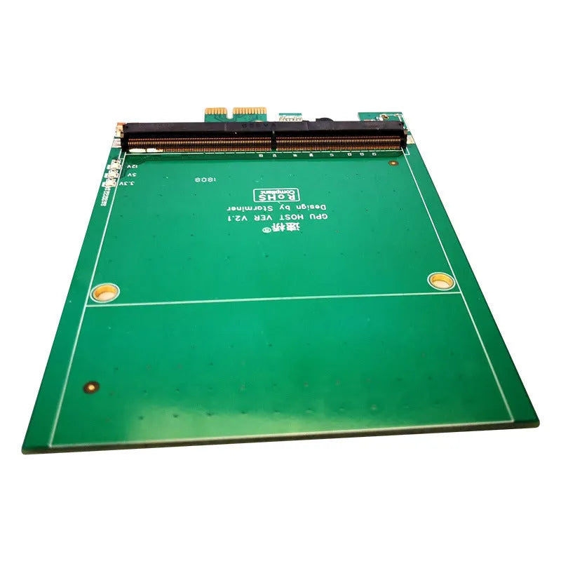 Green MXM3.0 graphics adapter riser card with PCIe interface for laptop graphics upgrade