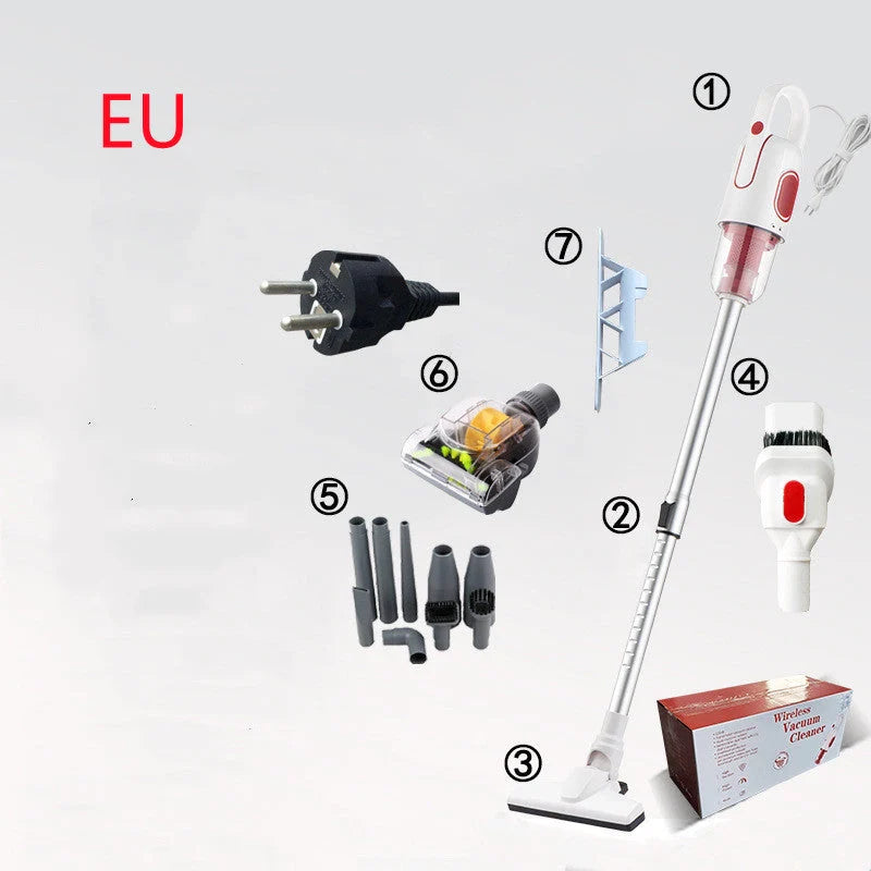 Wireless vacuum cleaner with large suction power for household cleaning