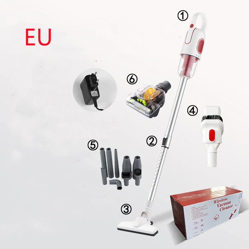 Wireless vacuum cleaner with large suction power for household cleaning