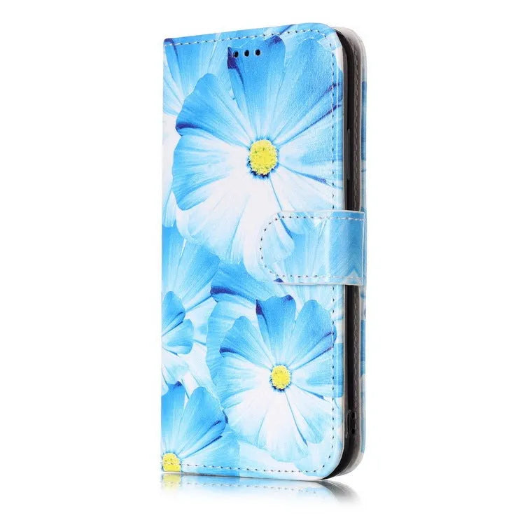 Marble flip wallet iPhone case with 3D cartoon animal design in various colours