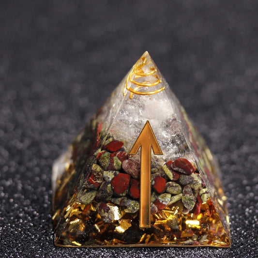 Rune Crystal Epoxy Ogan Energy Pyramid Decoration with colour-shifting effect
