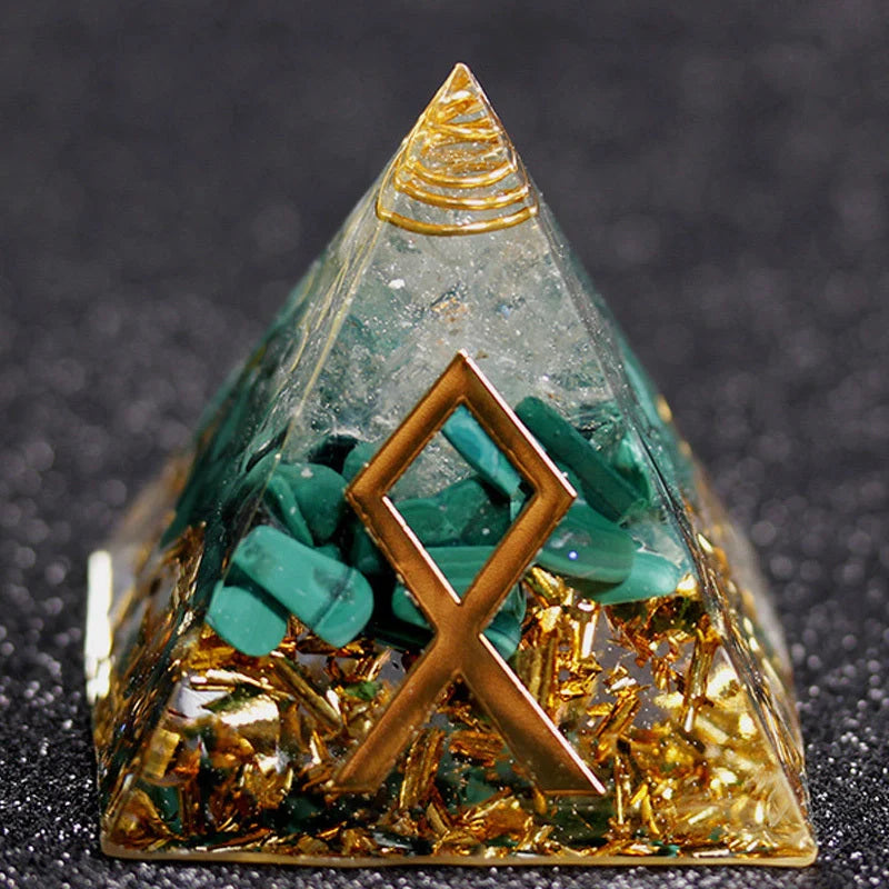 Rune Crystal Epoxy Ogan Energy Pyramid Decoration with colour-shifting effect