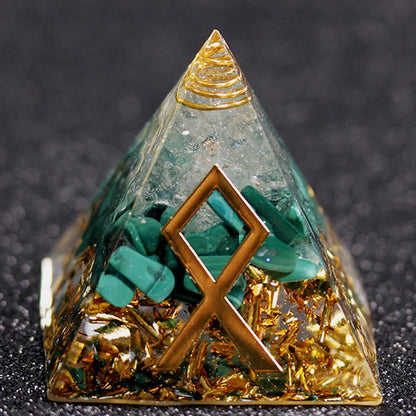 Rune Crystal Epoxy Ogan Energy Pyramid Decoration with colour-shifting effect