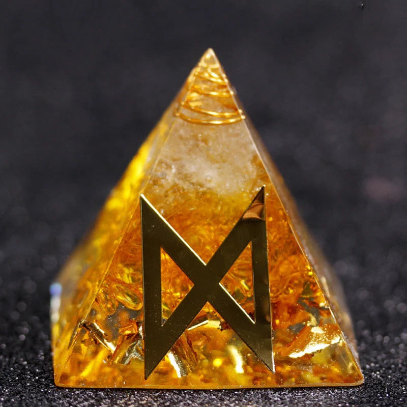 Rune Crystal Epoxy Ogan Energy Pyramid Decoration with colour-shifting effect