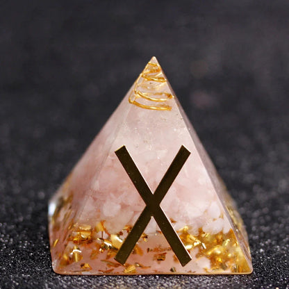 Rune Crystal Epoxy Ogan Energy Pyramid Decoration with colour-shifting effect