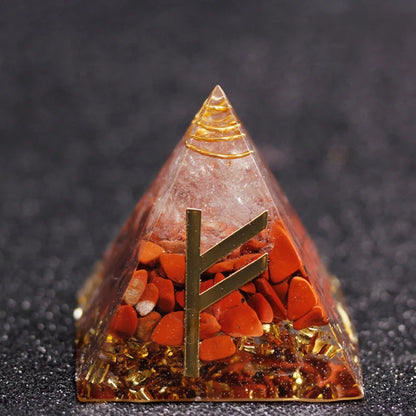 Rune Crystal Epoxy Ogan Energy Pyramid Decoration with colour-shifting effect