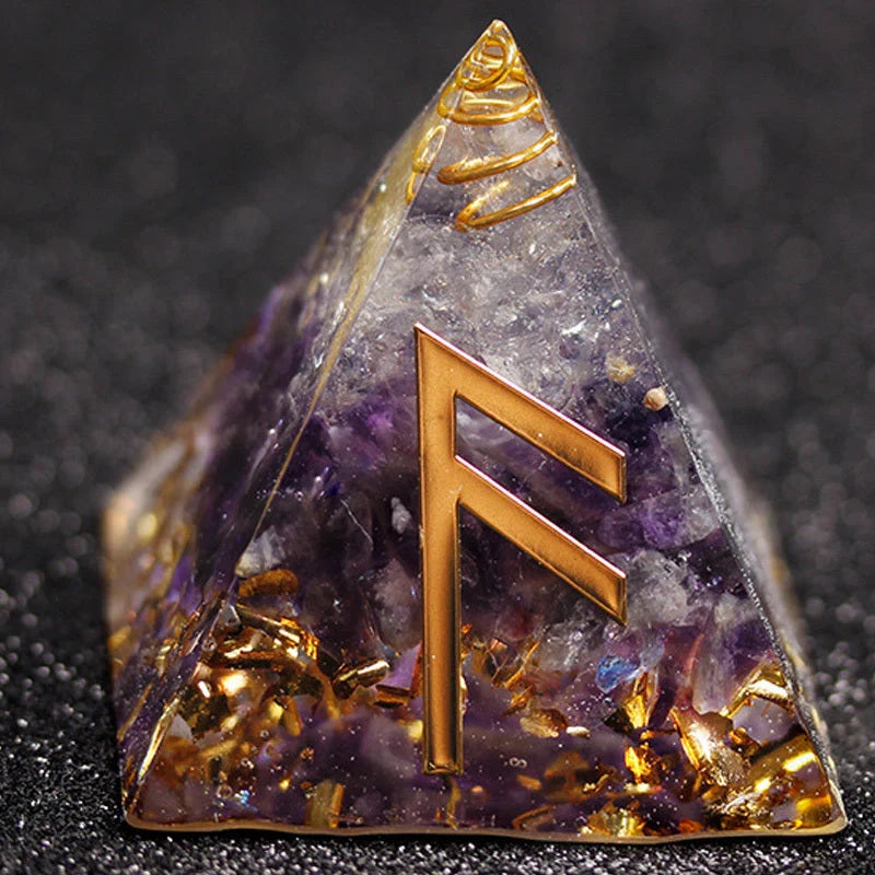 Rune Crystal Epoxy Ogan Energy Pyramid Decoration with colour-shifting effect