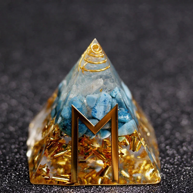 Rune Crystal Epoxy Ogan Energy Pyramid Decoration with colour-shifting effect