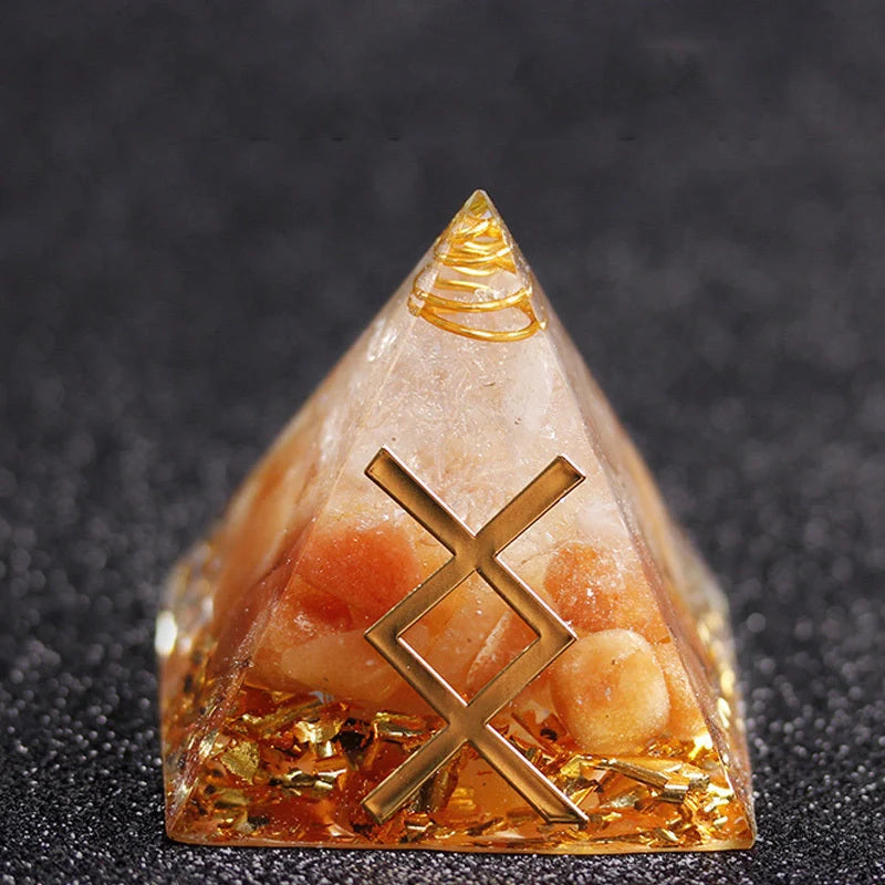 Rune Crystal Epoxy Ogan Energy Pyramid Decoration with colour-shifting effect