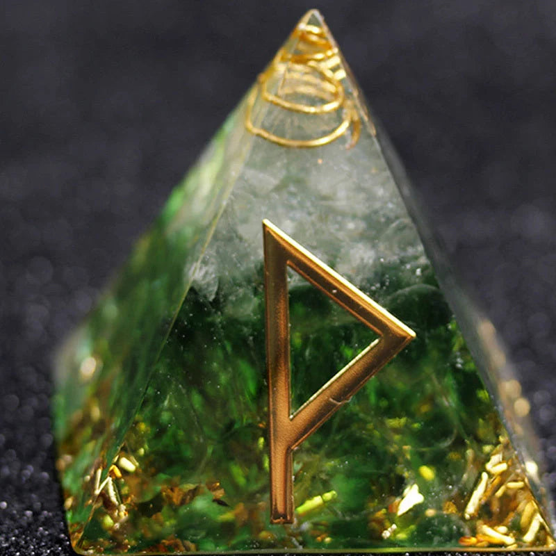 Rune Crystal Epoxy Ogan Energy Pyramid Decoration with colour-shifting effect