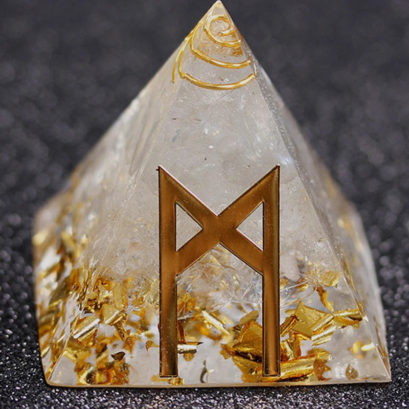 Rune Crystal Epoxy Ogan Energy Pyramid Decoration with colour-shifting effect