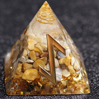 Rune Crystal Epoxy Ogan Energy Pyramid Decoration with colour-shifting effect