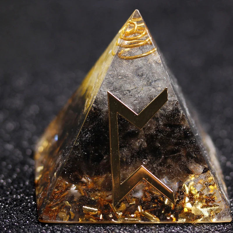Rune Crystal Epoxy Ogan Energy Pyramid Decoration with colour-shifting effect