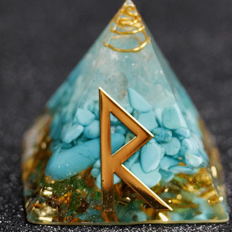 Rune Crystal Epoxy Ogan Energy Pyramid Decoration with colour-shifting effect