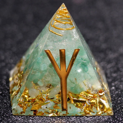 Rune Crystal Epoxy Ogan Energy Pyramid Decoration with colour-shifting effect