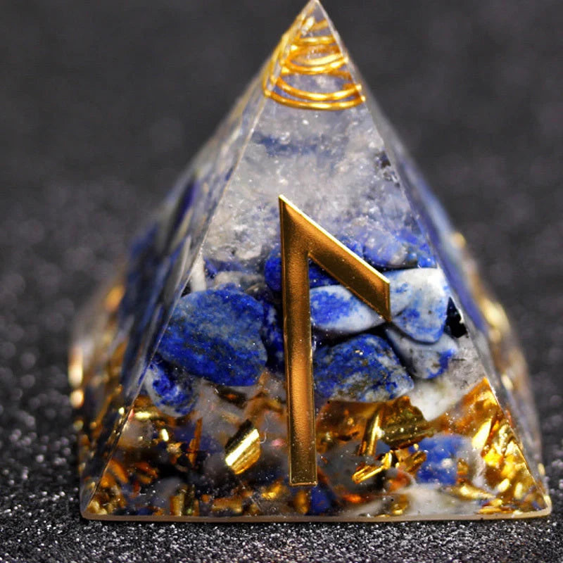 Rune Crystal Epoxy Ogan Energy Pyramid Decoration with colour-shifting effect