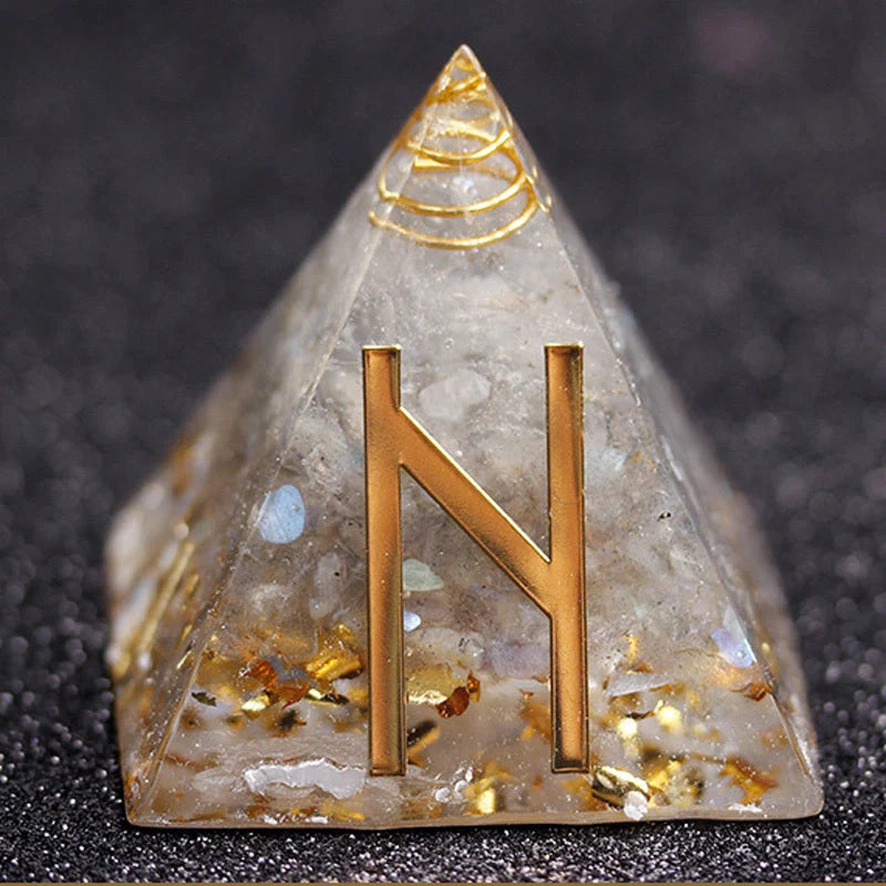 Rune Crystal Epoxy Ogan Energy Pyramid Decoration with colour-shifting effect