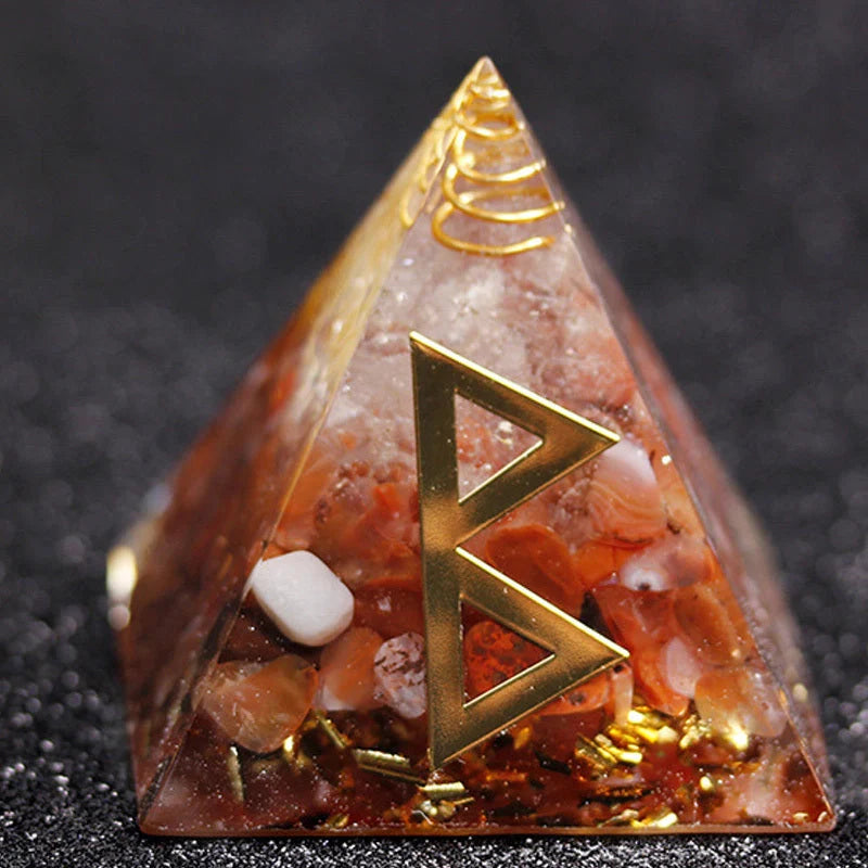 Rune Crystal Epoxy Ogan Energy Pyramid Decoration with colour-shifting effect