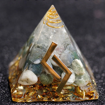Rune Crystal Epoxy Ogan Energy Pyramid Decoration with colour-shifting effect