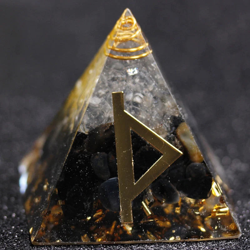 Rune Crystal Epoxy Ogan Energy Pyramid Decoration with colour-shifting effect