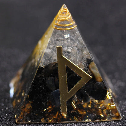Rune Crystal Epoxy Ogan Energy Pyramid Decoration with colour-shifting effect
