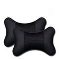 Two-piece car headrest and neck pillow set in classic black with polyester cover and flame retardant acrylic filler