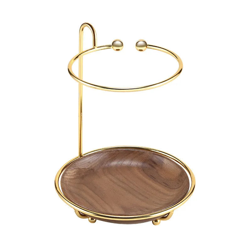 Walnut solid wood key and jewellery hanger storage tray on a wall