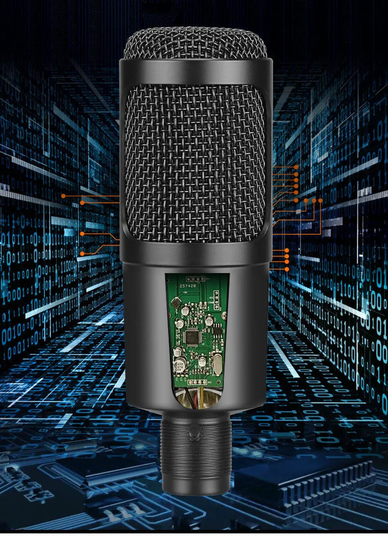 Black Zhongtong AK-6 USB condenser microphone with a heart-shaped polar pattern on a bracket.