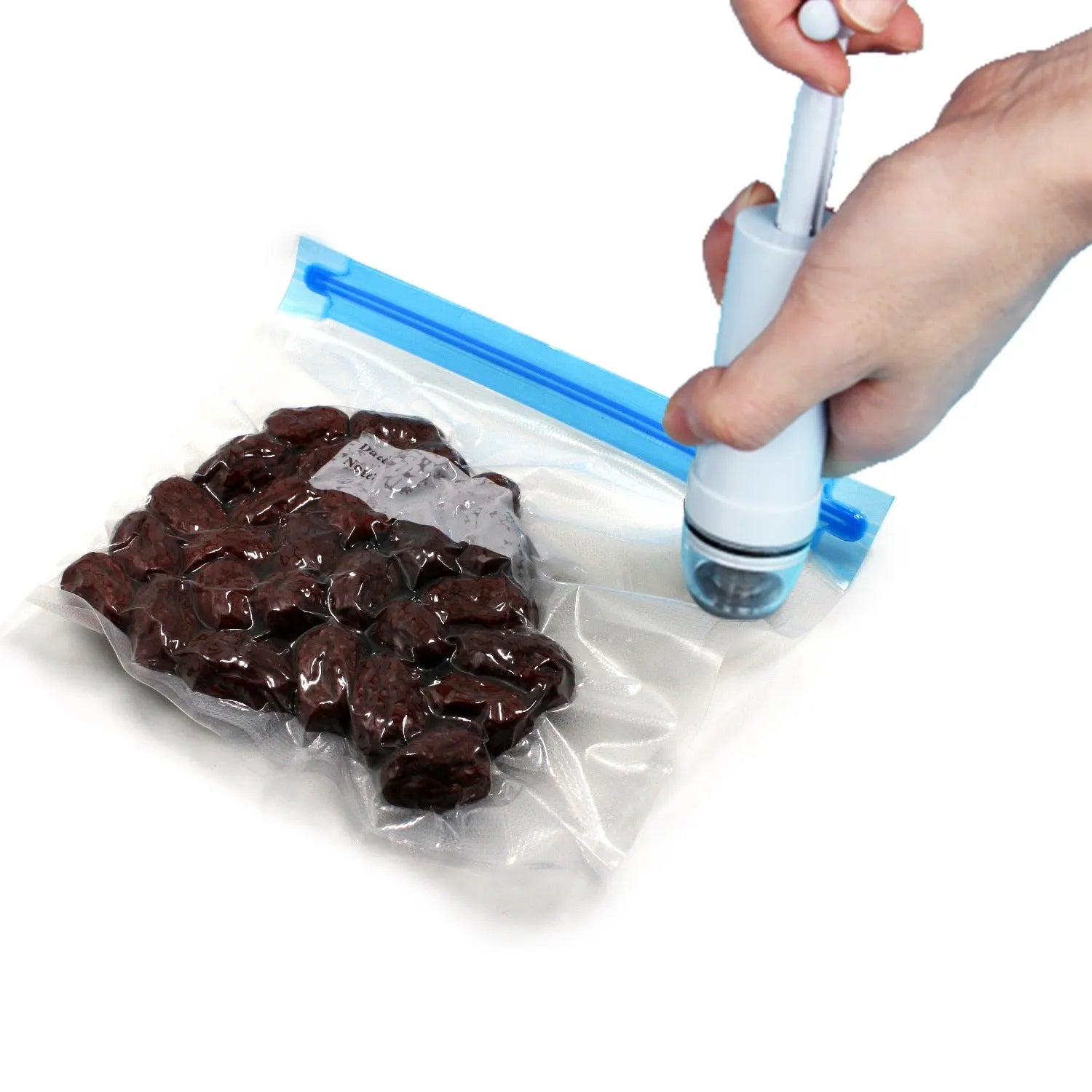 Green manual vacuum compression bag with hand pump for clothes storage compression