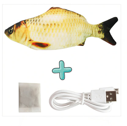 Electric flopping fish cat toy in clownfish design, 30cm long, USB rechargeable with touch sensor for play activation