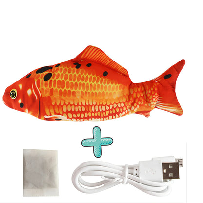 Electric flopping fish cat toy in clownfish design, 30cm long, USB rechargeable with touch sensor for play activation